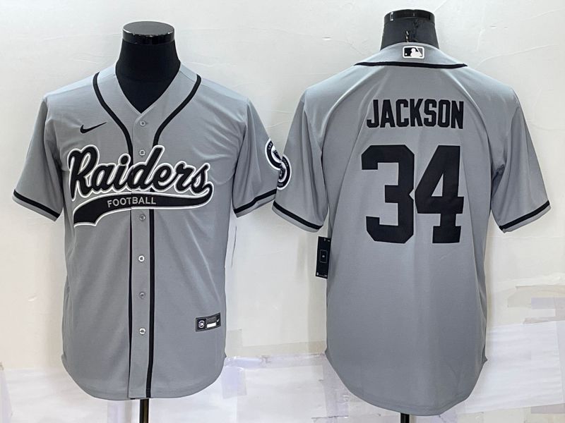 Men Oakland Raiders 34 Jackson Grey Nike Co branded NFL Jersey